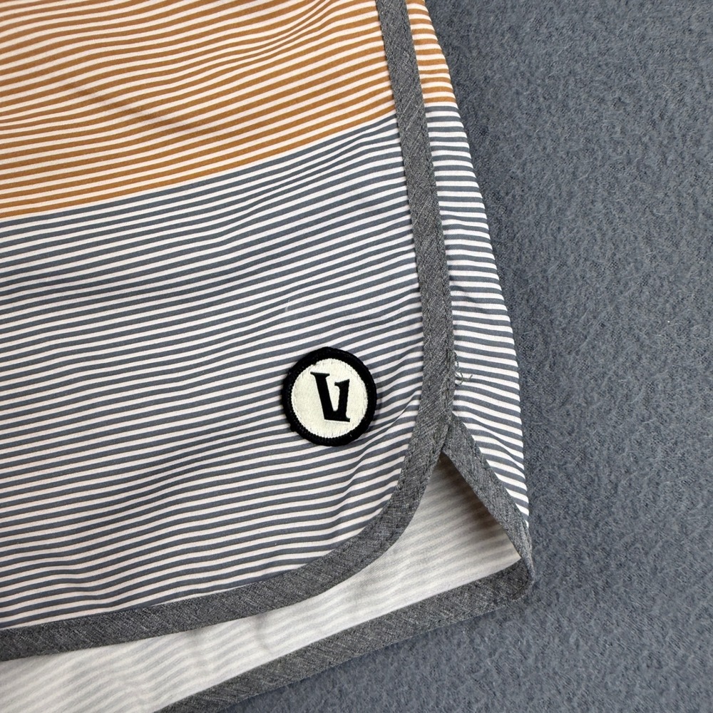 Vuori Cruise Board Shorts Men's 34 Gray Orange Striped Performance Swim Trunks - Picture 3 of 9